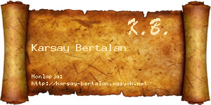 Karsay Bertalan névjegykártya